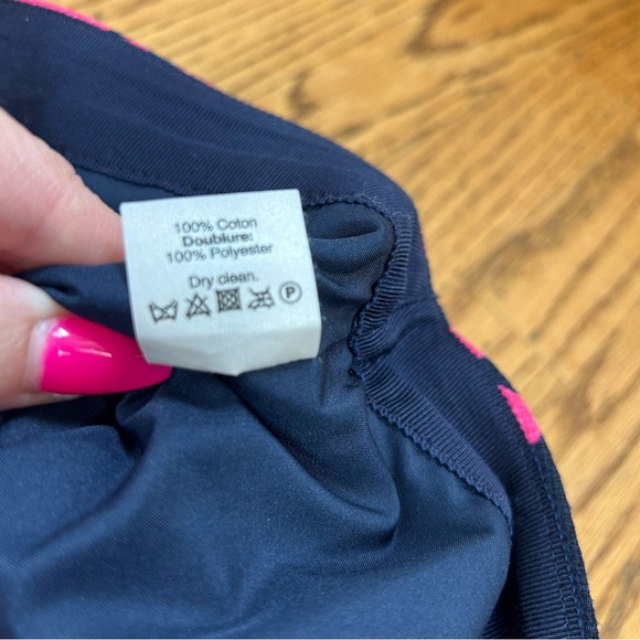 J Crew | Hot Pink and Navy Floral Pencil Cotton Basketweave Skirt Size 6 - Picture 4 of 12